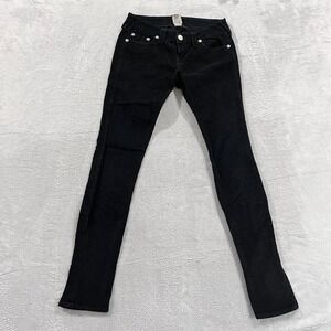 True Religion Pants Womens 27 Skinny Corduroy Low Rise Black‎ Ribbed